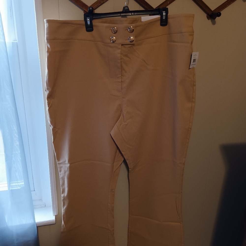 Stylish Tan Pants with Gold Button Accents